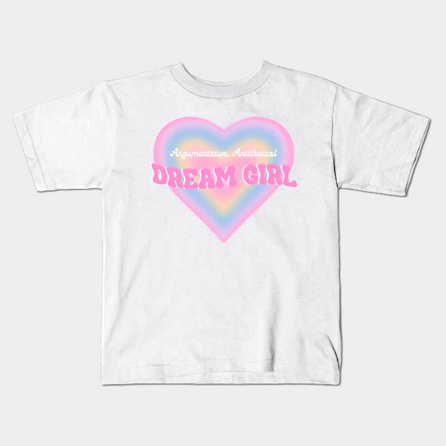 Argumentative, Antithetical Dream Girl Pastel Heart Swiftie Kids T-Shirt by Moon Ink Design